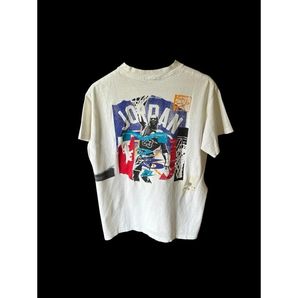 Vintage 90's Nike Michael Jordan Thrashed Swoosh Basketball T Shirt Small *Holes